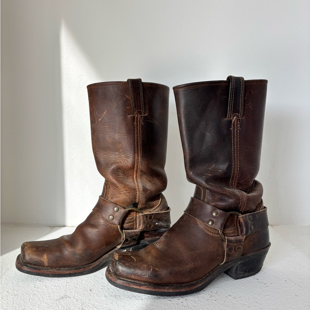 Frye Dark Brown Leather Western Boots